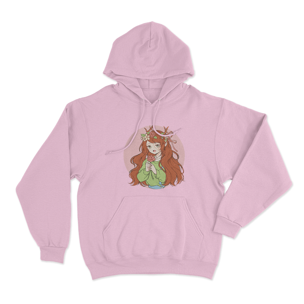 GeminiTay Floral Deer Girl Unisex Hoodie Pink GeminiTay Floral Deer Girl Unisex Hoodie Pink