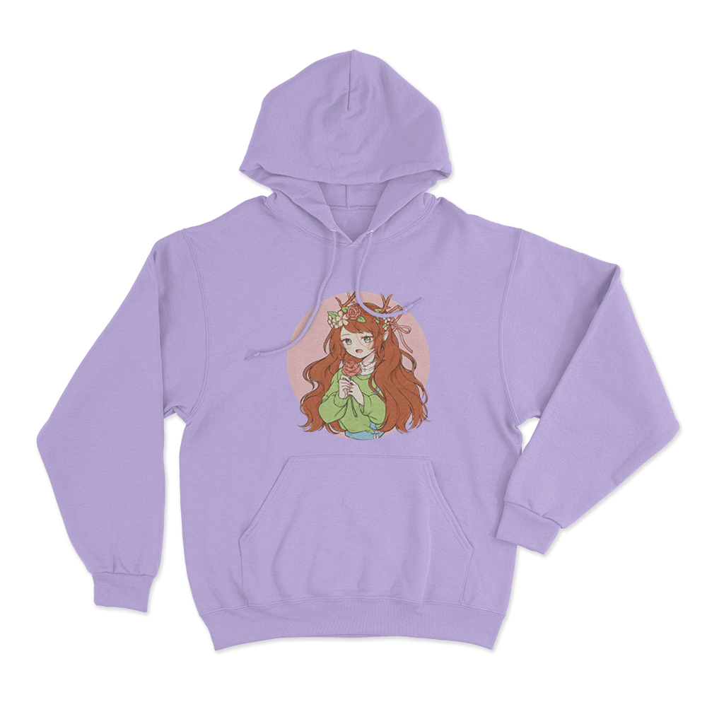 GeminiTay Floral Deer Girl Unisex Hoodie Purple GeminiTay Floral Deer Girl Unisex Hoodie Purple