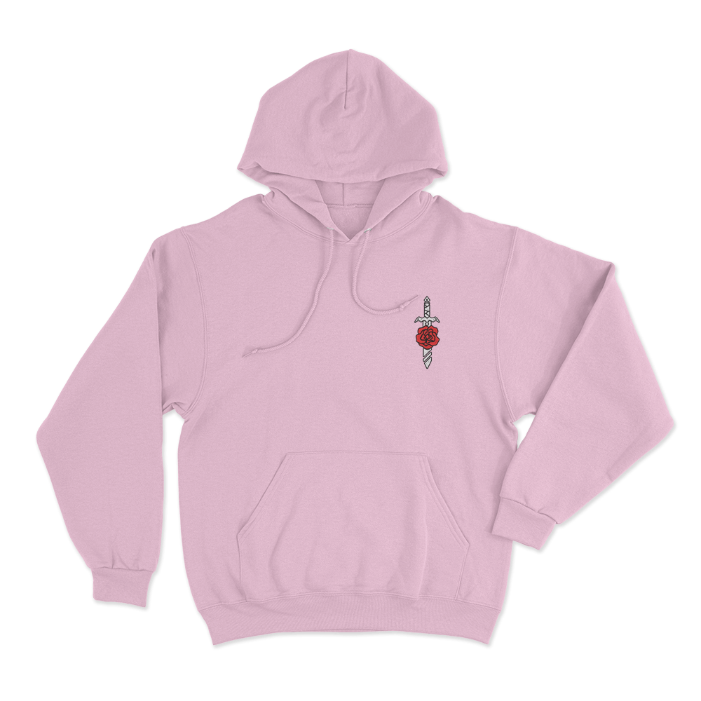 GeminiTay Rose Dagger Emblem Unisex Hoodie Pink GeminiTay Rose Dagger Emblem Unisex Hoodie Pink
