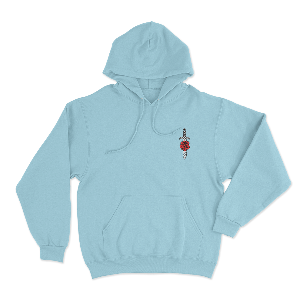 GeminiTay Rose Dagger Emblem Unisex Hoodie Sky Blue GeminiTay Rose Dagger Emblem Unisex Hoodie Sky Blue