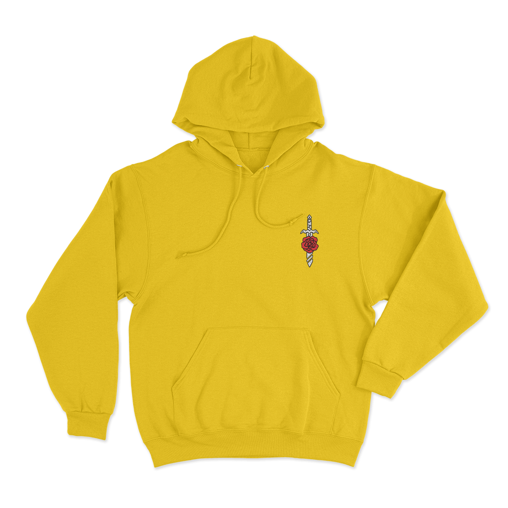 GeminiTay Rose Dagger Emblem Unisex Hoodie Yellow GeminiTay Rose Dagger Emblem Unisex Hoodie Yellow