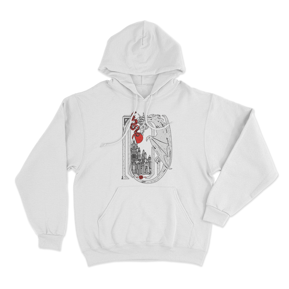 Rose Dragon Unisex Hoodie White Rose Dragon Unisex Hoodie White