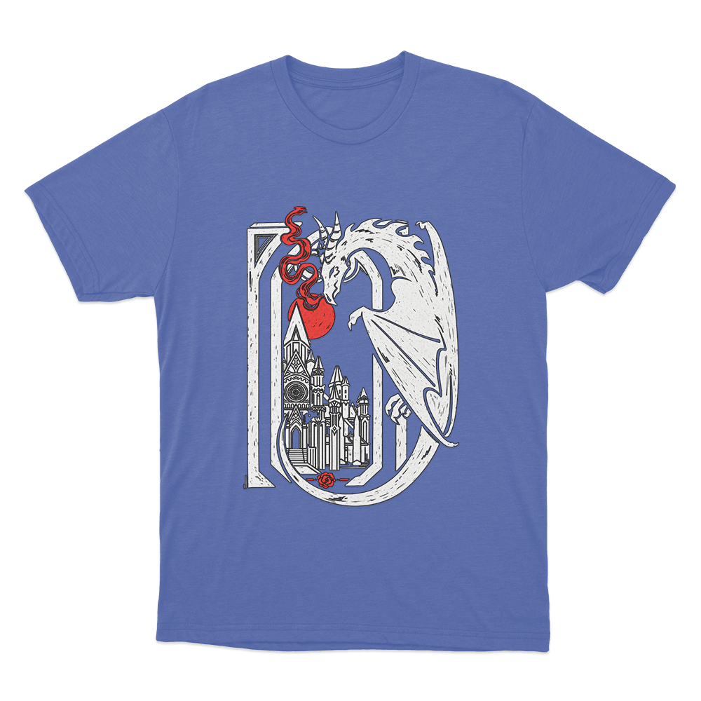 Rose Dragon Unisex T Shirt Blue Rose Dragon Unisex T Shirt Blue