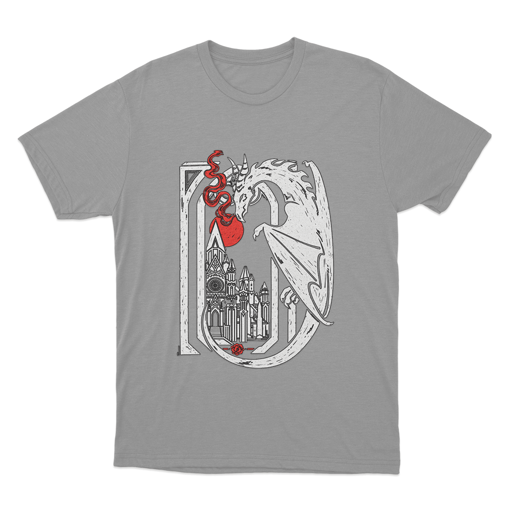 Rose Dragon Unisex T Shirt Grey Rose Dragon Unisex T Shirt Grey