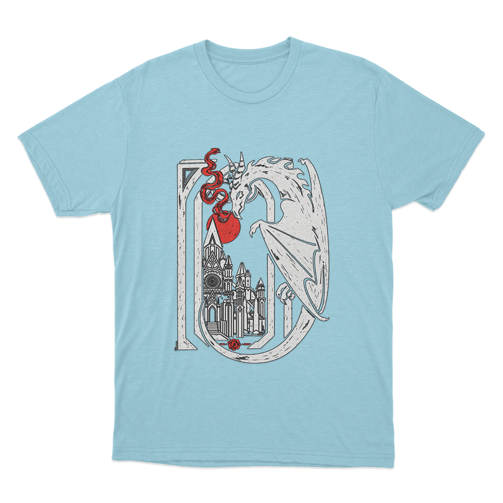 Rose Dragon Unisex T Shirt Sky Blue Rose Dragon Unisex T Shirt Sky Blue