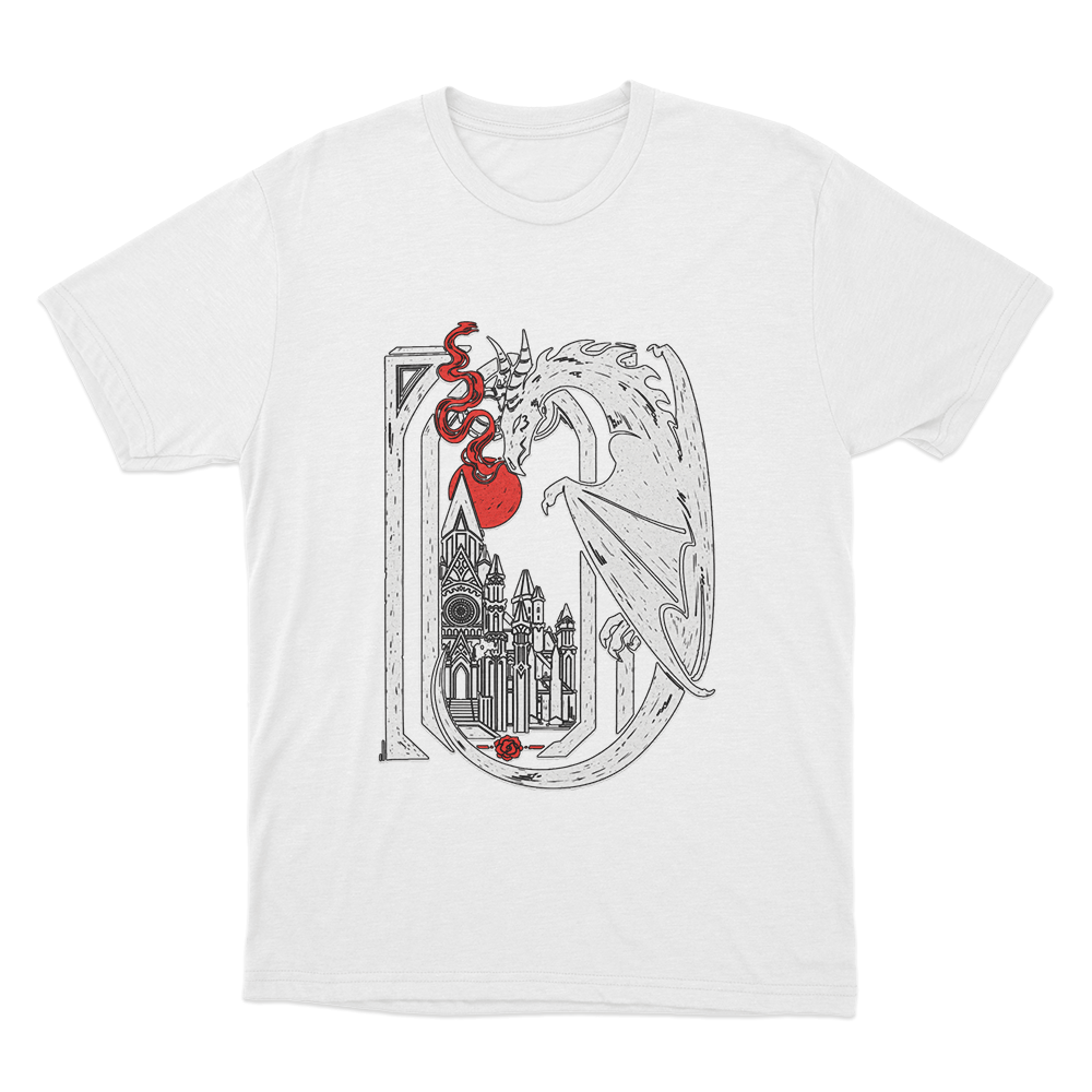 Rose Dragon Unisex T Shirt White Rose Dragon Unisex T Shirt White